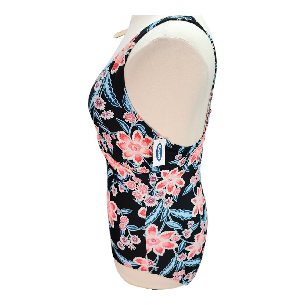NWT Old Navy Swimsuit Womens XXL Black Neon Peach Floral One Piece Vacation Swim - Picture 6 of 14